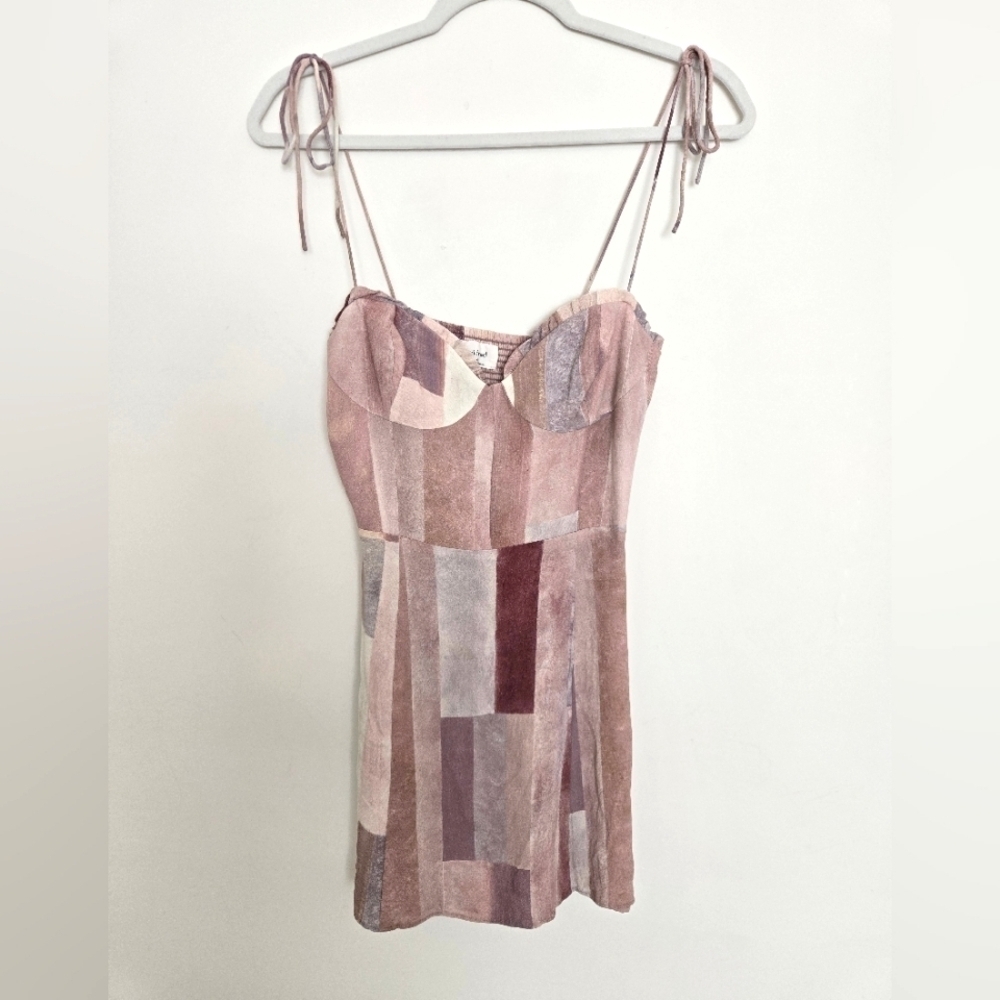 Wilfred tie strap pastel watercolor mini dress Aritzia Cocktail boho chic 4